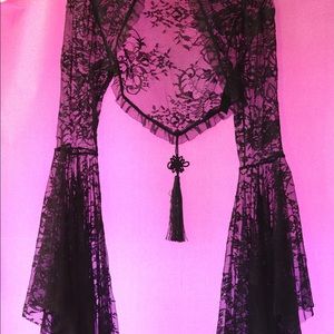 WIDOW Black Lace Shrug Gothic Bolero Bell Sleeves